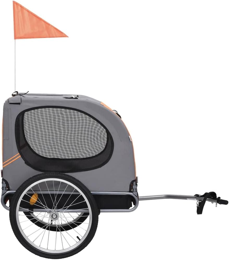 Pet Pushchairs & Strollers- Pet Supplies -Dog Bike Trailer Orange and Grey