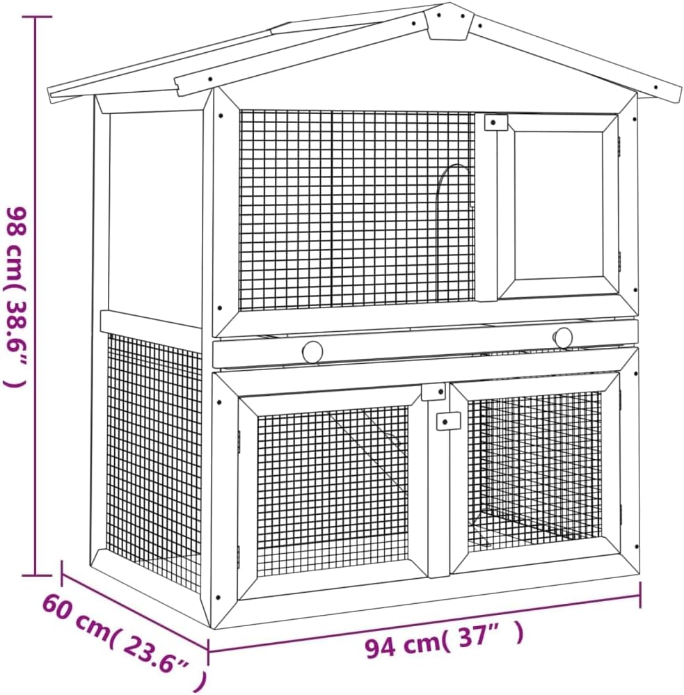 Pet Supplies Outdoor Rabbit Hutch 3 Doors Red Wood