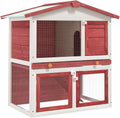 Pet Supplies Outdoor Rabbit Hutch 3 Doors Red Wood